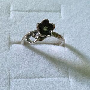 Pandora Silver and Black Floral Ring